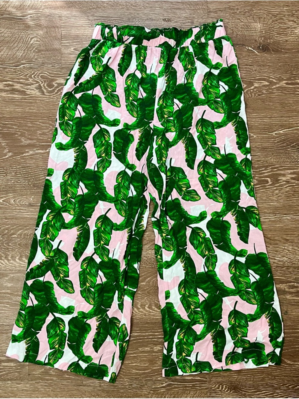 New Look Size XL Pants Tropical Print Wide Flair Leg Pants